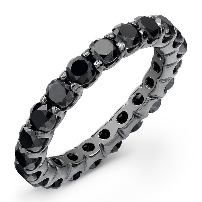 14K Black Rhodium 1.87Ct Black Diamond Eternity Ring