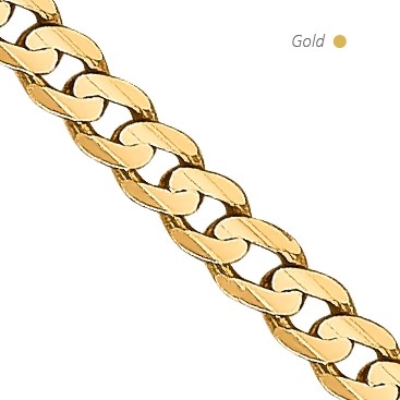 14K Yellow Gold Concave Open Curb Chain