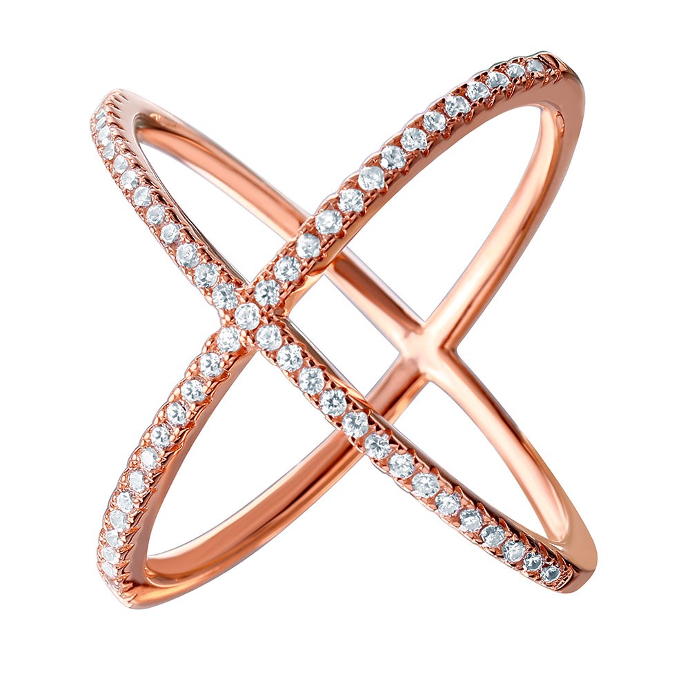 925 Sterling Silver Rose Gold Plated Ring with CZs