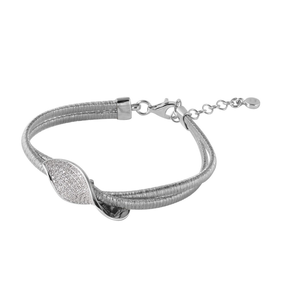 925 Italian Sterling Silver Bracelet with CZ Accents