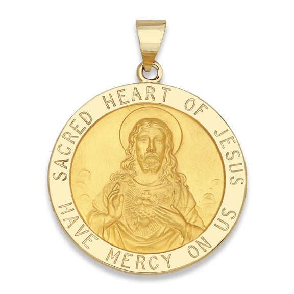 14K Yellow Gold Sacred Heart of Jesus Medal