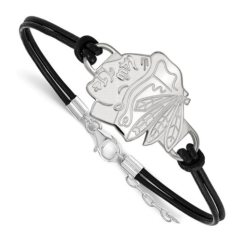 Chicago Blackhawks - Sterling Silver & Leather Bracelet