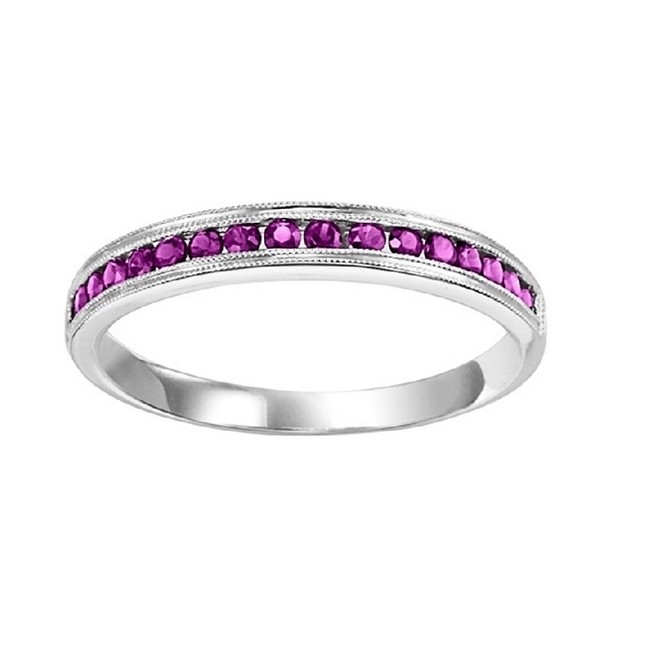 14K White Gold Ruby Stackable Ring