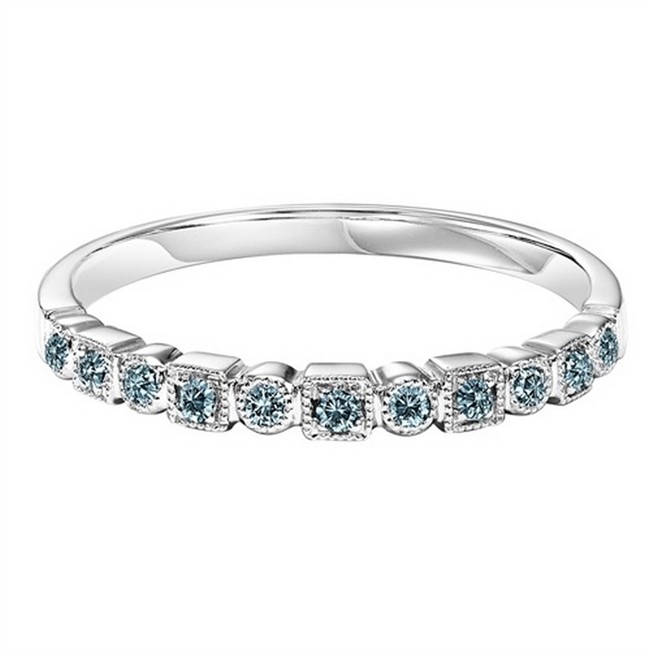 14K White Gold Blue Diamond Stackable Ring - Stackable Ring Collection ...