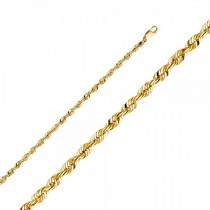 14K Solid Yellow Gold Rope Chain