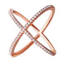 925 Sterling Silver Rose Gold Plated Ring with CZs
