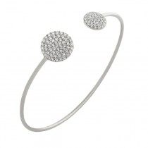 Italian 925 Silver Double Circle Cuff Bracelet