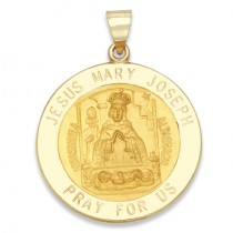 14K Yellow Gold Jesus, Mary, Joseph Medal