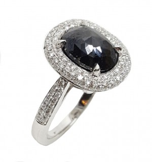 14KW Gold 4.21 CtTW Black & White Diamond Ring