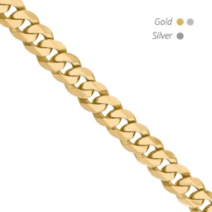 14K Yellow Gold Flat Beveled Curb Chain