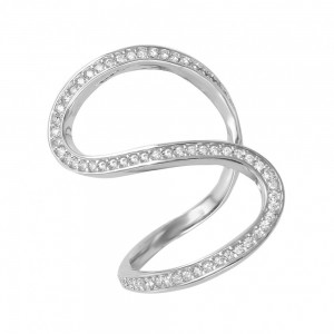 925 Sterling Silver Twist Fashion Ring with CZs