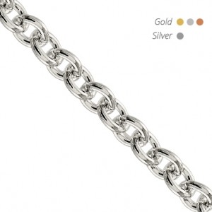 14K White Gold Round Open Link Cable Chain