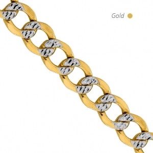 14K 2-Tone Gold Pave Curb Chain