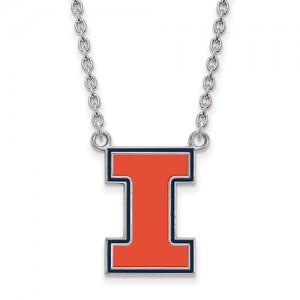 University of Illinois - Sterling Silver Necklace with Enamel