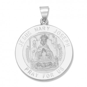 14K White Gold Jesus, Mary, Joseph Medal